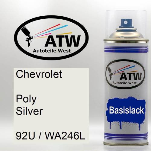 Chevrolet, Poly Silver, 92U / WA246L: 400ml Sprühdose, von ATW Autoteile West.